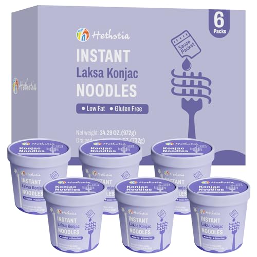 Image of Hethstia Konjac Noodle Soup Cups, Laksa Flavor, Shirataki, 6 Pack | Low Carb, Gluten-Free, Vegan, Keto Friendly, Sugar-Free, Low Calories, Ready in Minutes