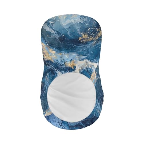 Image of Bar Stool Cover Stretch Counter Stools Pub Chair Slipcover for Dining Room Removable Anti-Scratches Spills Chair Covers for Dining Room Chairs Set of 4 Blue Waves Print