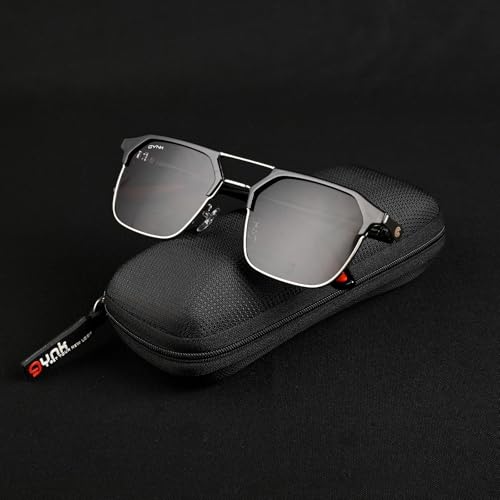 Image of GYNK Square Frame Sunglasses for Men | Premium Metal Frame Sunglasses | Fashion Eyewear for Driving, Travel, Riding, Outdoor Activities, Beach & Daily Wear