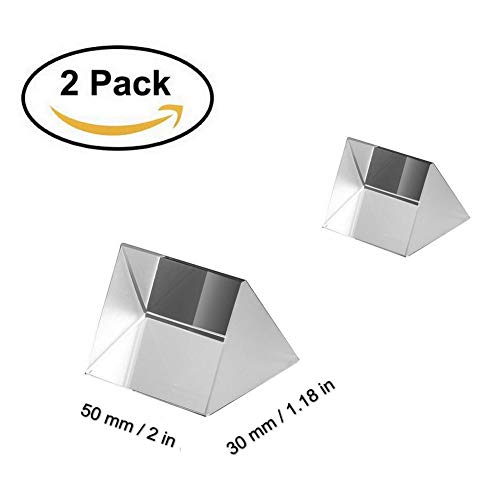 Eczixnczo Optical Glass Triangular Prism, 2 Pack 1.97 Inch Crystal Rainbow Maker For Photography Science Experiments Physics Teaching Light Spectrum #TOP1