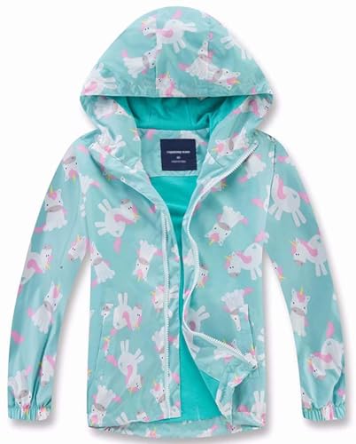 decathee Girls Boys Rain Jackets Lightweight Waterproof Raincoat Outdoor Hooded Breathable Windbreakers for Kids
