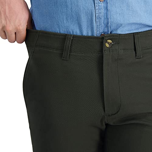 Haggar Men's Life Khaki Comfort Flat Front Straight Fit Chino Pant, Military Green #TOP3