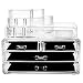 Makeup Cosmetic Storage Organizer Drawer - 4 box drawers with top multi-slot acrylic countertop vanity organizers! Brush lipstick holder excellent organization display for jewelry palettes cream pens