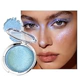 Holographic Blue Highlighter Makeup with Violet Shift, Icy Duochrome meatllic Cream Face Highlight Chameleon Sparkle Soft Shimmer Glitter Waterproof Long Lasting Arora Blue body Eye highlighter#0.56oz