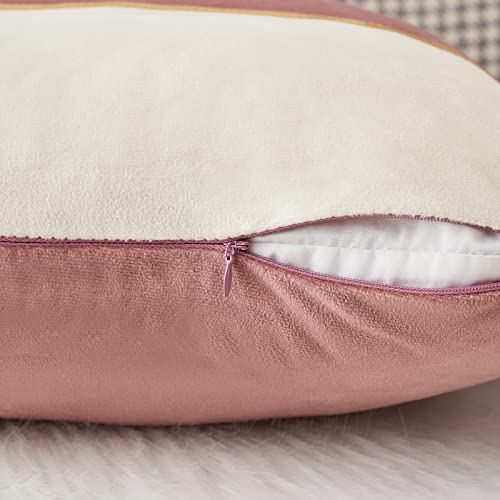 Miulee Pack Of 2 Decorative Patchwork Velvet Throw Pillow Covers With Gold Leather Square Soft Solid Pillowcases Couch Pillows Cushion Covers For Bed Sofa Living Room 12 X 12 Inch Jam #TOP1