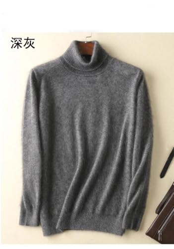 Men's Mink Cashmere Knitted Sweater High Neck Casual Pullover Warm Solid Color Top3
