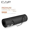 CAP Barbell Yoga Mat 1/2" Thick with Carrying Strap - High Density Exercise Mat for Yoga, Pilates, Stretching, Floor & Fitness Workouts - 68''x24''x1/2" | Black