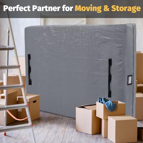 Mattress Bags for Moving and Storage, BETU Twin Mattress Protector Waterproof Mattress Cover with 8 Heavy Duty Handles and Zipper Extra Thick Moving Supplies for Dorm Bed Reusable (77x42x13.5 Grey) - Thumbnail 7