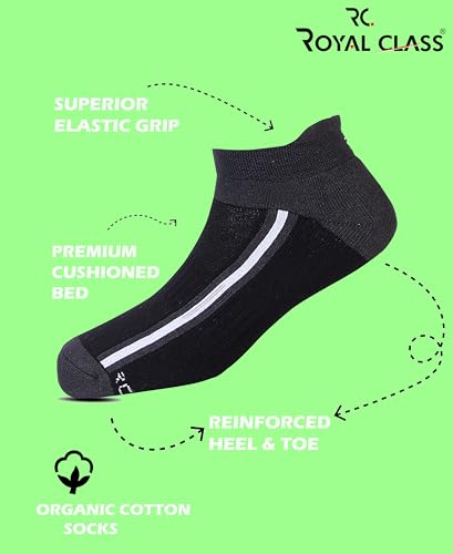 Image of RC. ROYAL CLASS Ankle Length Cotton Cushioned Terry Socks for Men, Hi-Performance, Ventilated, Moisture Wicking, Durable socks, Pack of 6 Pairs