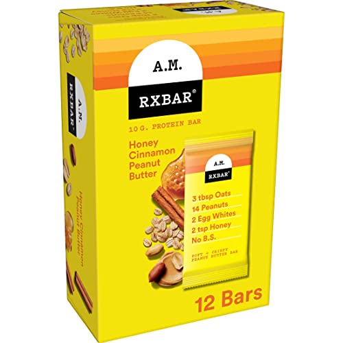Rxbar A.m. Protein Bars, Gluten Free Snacks, Breakfast Snacks, Honey Cinnamon Peanut Butter, 23.2Oz Box (12 Bars) #TOP9