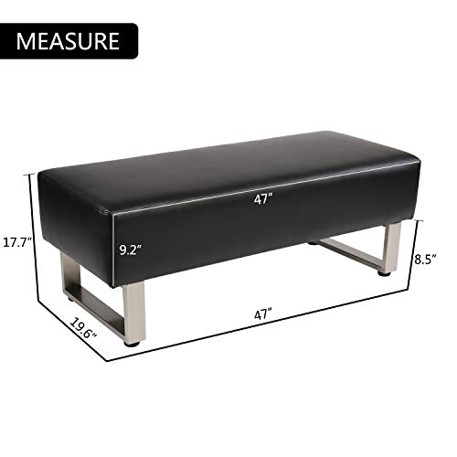 Dporticus Modern Pu Leather Dining Room Bench Upholstered Padded Seat,Black #TOP2