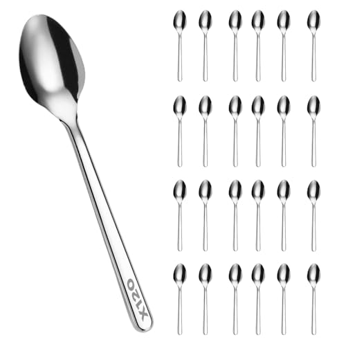 Lot de 120 petites cuillères en inox - 3 X 40 petites cuillères - Passe au lave vaisselle - Inoxydable - Solide - Fêtes et anniversaires - Pique-nique -...