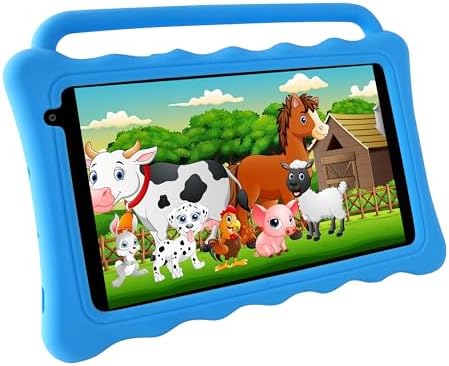 Kids Tablet 7 Inch,Android 12 Tablet for Kids,Toddler Tablets with KIDOZ Parental Control App,2GB RAM+32GB Storage,Education,Games,Best Gift for Kids Learning and Playing (Pale Blue)
