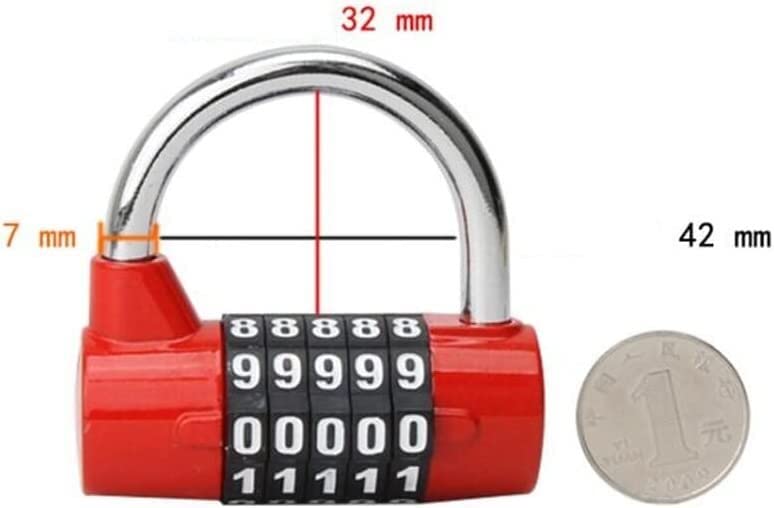 Lucchetti a combinazione， Lucchetti per valigie Combinazione di 5 cifre con password codificata, combinazione di numeri con grillo largo, password di viaggio in lega di zinco(Parent,Silver)
