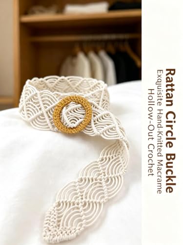ChayWillow Bohemian Wide Woven Belt with Rattan Circle Buckle - image 8