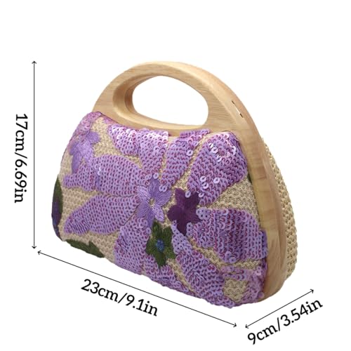 Image of UMREN Straw Clutch Handbags Women Beach Crossbody Hand-woven Summer Purse Wallet Top handle Evening Bag for Wedding Party