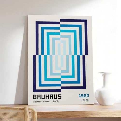 Toile Bauhaus bleue illusion pour décorer une chambre zen