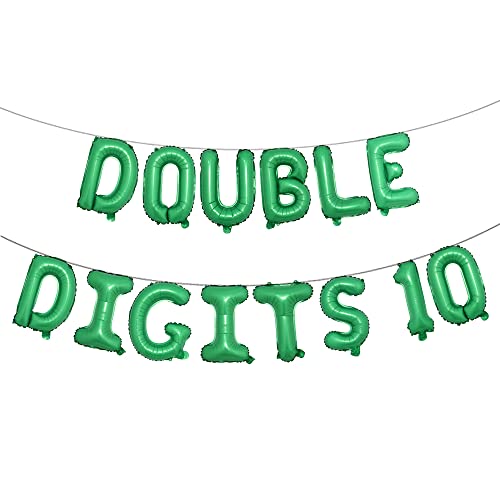 Double Digits 10 Balloon Banner Birthday Decorations - Happy 10th Birthday Party Decorations Supplies - Multicolor Double Digits Ten Years Old Birthday Decorations (Green)