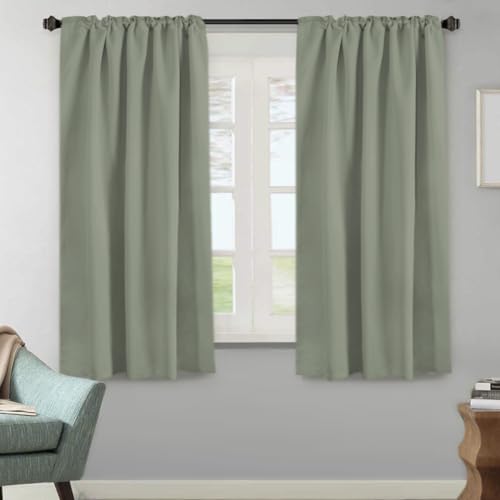 Image of H.VERSAILTEX Blackout Curtains Thermal Insulated Window Treatment Panels Room Darkening Blackout Drapes for Living Room Back Tab /Rod Pocket Bedroom Draperies (2 Panels, Sea Grass, 52 x 63 Inch)