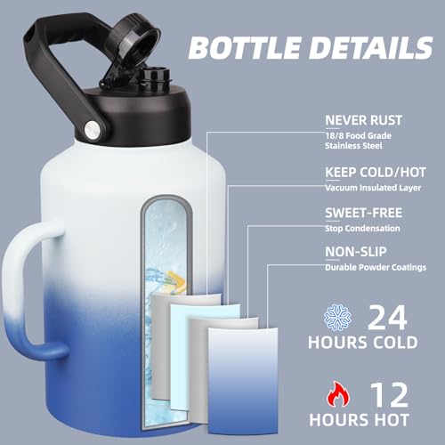 Image of BJPKPK 128oz Stainless Steel Water Bottle, 1 Gallon Insulated Water Jug