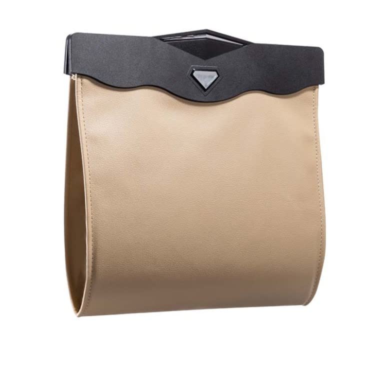 NC Smart Car Trash Can Multipurpose Hanging Cars Trash Can Waterproof Leather Garbage Bin Garbage Bag Passenger Side Reusable Traveling Portable Back Seat Bags Interior Garbage Bag (No LED Light)