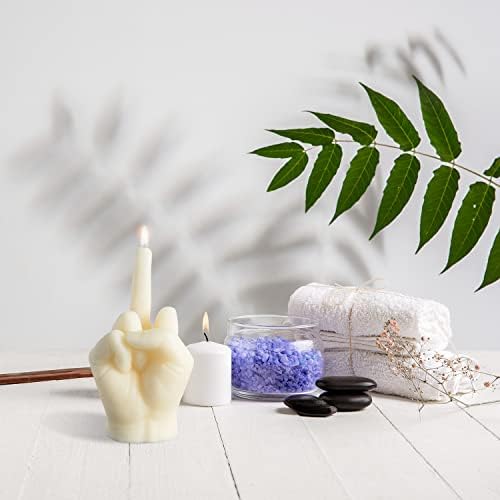 GROBRO7 Middle Finger Candle Danish Pastel Scented Room Decor, Natural Soy Wax Pine Incense Aromatherapy, Gesture Candles for Teen Room Decoration, Desk Statues, Festival Housewarming Gift(Milky)