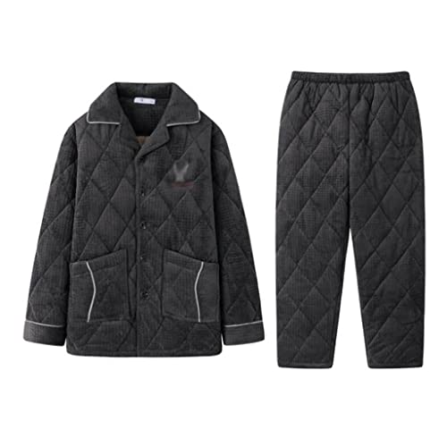 Pijamas para hombre de invierno engrosados con aislamiento térmico de lana coral y franela