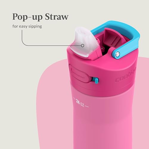 Image of Contigo Ashland Chill 2.0 Stainless Steel Water Bottle with AUTOSPOUT Lid, 24 oz, Azalea