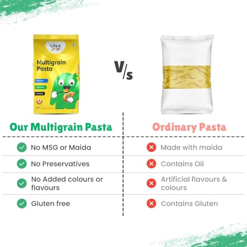 Image of Little Joys Multi Millet Pasta 400G & Tomato Sauce Squeeze For Kids 320G|No Maida Multigrain Fusilli Pasta With Moong,Jowar,Bajra & Wheat|No Refined Sugar Tomato Ketchup With Jaggery