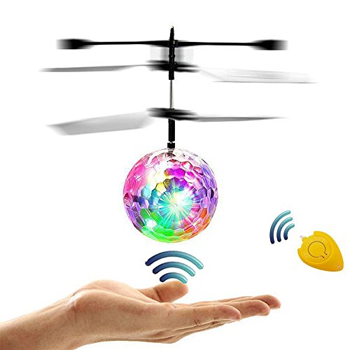 Bola voladora RC, Helicóptero del helicóptero de RC que juega el helicóptero de la suspensión de la mano con la iluminación colorida brillante del LED para los niños