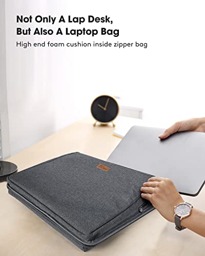 Tiovo Laptop Lap Desk,Portable Lap Desk For Laptop With Cushion Wrist Rest,Fits Up To 15.6 Inch Laptop,Lap Desk With Phone Tablet Holder & Laptop Bag, For Home Office/Outdoors (Black) #TOP1