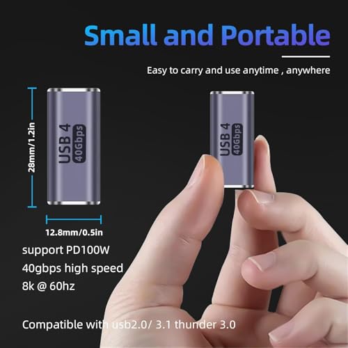 Image of REDWIND USB C Female to Adapter, 100W Coupler Extender, 40Gbps, PD 100W, 8K 60hz Video Extension Support 4 Cable for Thunderbolt 4 /3 for Laptop Tablet, Phone, Docking, MacBook,HUB