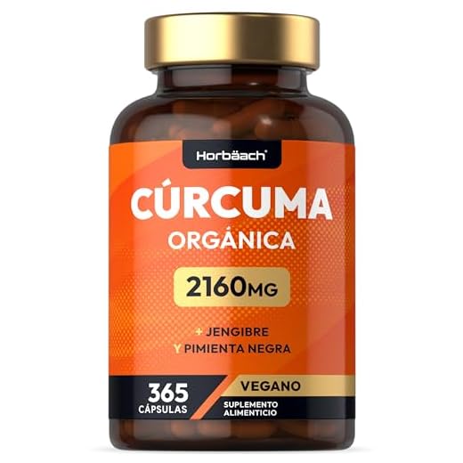 Curcuma en Cápsulas con Jengibre y Pimienta Negra 2160 mg | Ecológica | 365 Cápsulas Orgánicas | Turmeric Curcumin | Máxima Potencia | by Horbaach