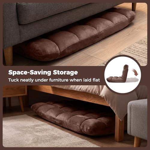 Image of COSTWAY Floor Chair, Video Gaming Chairs with Back Support | Adjustable 14-Position, Alloy Steel Frame, Lazy Sofa Lounge Recliner for Adults Kids (Chocolate)