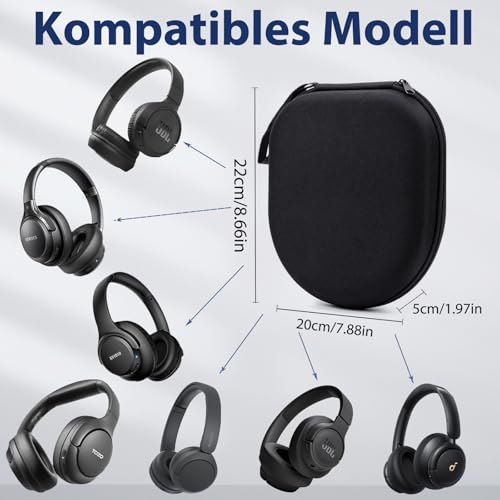 Tasche Kompatibel mit JBL Tune 510BT 520BT 500 720 BT 770 NC 760 NC, Sony WH-CH520 WH-CH720N, Noise Cancelling Wireless Kopfhörer, Tragbare Reisekopfhörertasche Etui (Schwarz)