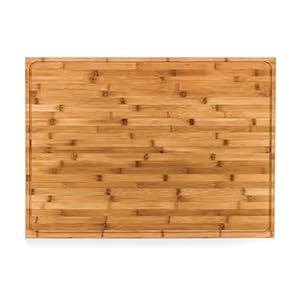 Camco Stove Top Cover – Features Adjustable Legs & Built-In Juice Groove – Crafted of Natural Bamboo – Fits Most Stove Tops & Measures 29.5” (L) x 21.25” (W) x 2.5” (H w/feet) (43548)