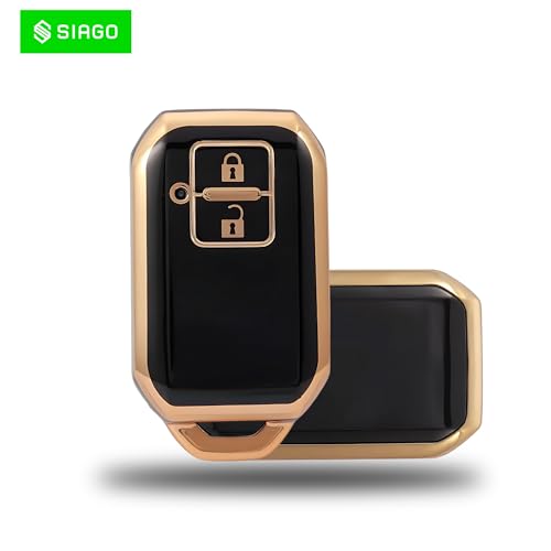 Image of SIAGO SIA345 TPU Key Cover and Metal Keychain Compatible for Suzuki, Baleno, XL6, Swift, Ertiga, 2 Button Smart Key Cover (Black Pack of 1)