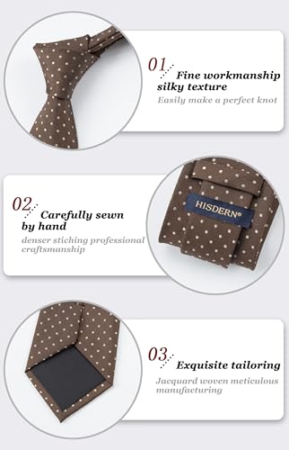 Image of HISDERN Polka Dot Ties for Men Classic Silk Ties and Pocket Square Formal Business Necktie Handkerchief Wedding Party