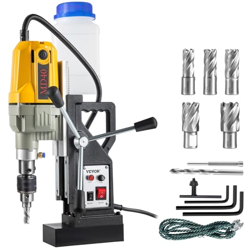 VEVOR Perceuse Magnétique 1200 W Perceuse à Colonne 10000 N de 36 x 28 x 12 cm Sept Éléments Pratique pour la Construction de Navires Ponts Fabrication Industrielle et Sidérurgique Chantier