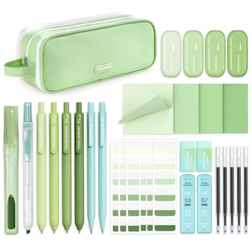 Image of Four Candies School Supplies 25 Piece Pencil Case Set Green