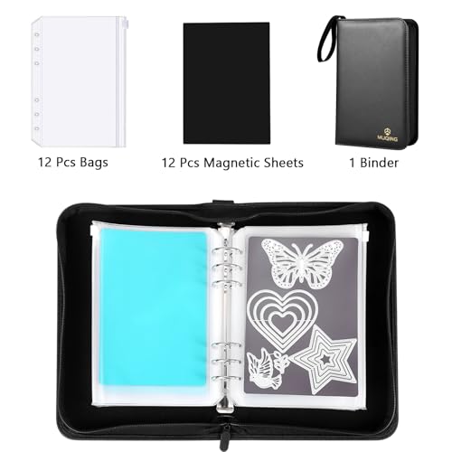 MUQING 24 Pcs Magnetic Sheets and Storage Bags for Stamps and Dies Storage with Binder, 12 Pcs Magnet Sheets and 12 Pocket EVA Bag, Scrapbooking & Stamping Supplies and Card Making (Strong Magnetism) by MUQING - Image 2