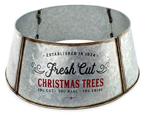 Auldhome Galvanized Metal Christmas Tree Collar (23-Inch Diameter Base); Small Size For Short Trees And Pencil Trees #TOP4