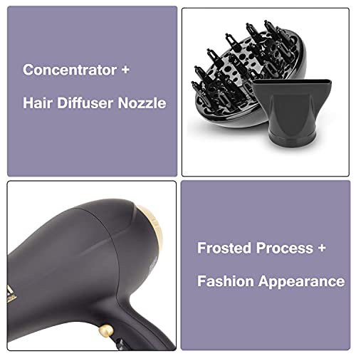 2000 Watt Hair Dryer With Infrared + Ionic + Ceramic Tourmaline Technology For Less Damage,Quiet Pro Ion Powerful Airflow Blow Dryers With Diffuser #TOP4