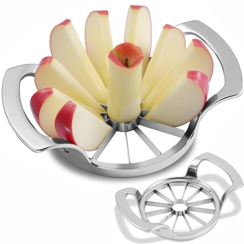 LIIGEMI Apple Core Slicer - Easily Cut Smooth Apple Slices with 12-Stainless Steel Blades, Time-Saving Apple Slicer and Corer with Mirrored Handle