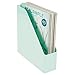 mDesign Plastic Sturdy File Folder Bin Storage Organizer - Vertical with Handle - Holds Notebooks, Binders, Envelopes, Magazines - Container for Home Office and Work Desktops - 8 Pack - Mint Green