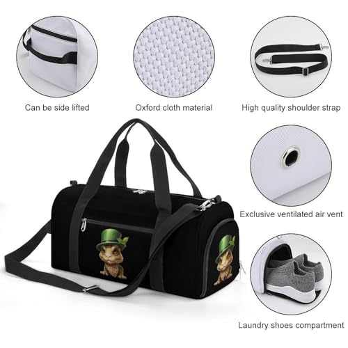 Bearded Dragon in Hat Gym Bag Travel Duffel Bag Sports Tote Bag Workout Bag Weekender Bag for Women Men3