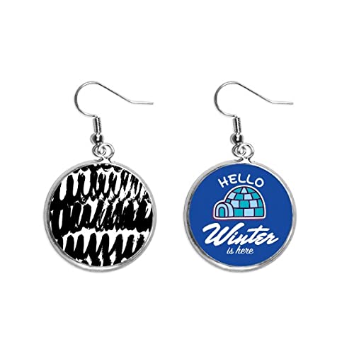 Pendientes de gota con textura cepillada y curva de hielo invernal para mujer