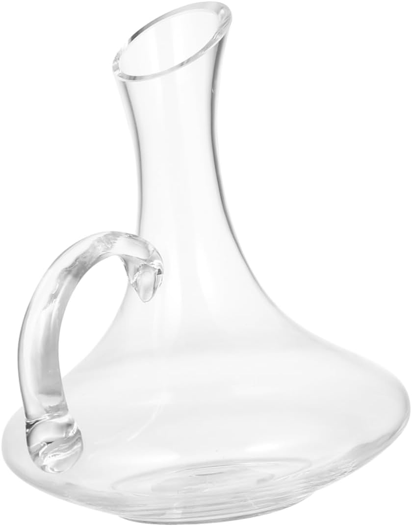 Lead-Free Glass Wine Decanter with Handle 1-Piece Fast Wine Dispenser for Home Use Elegant for Entertaining and Parties