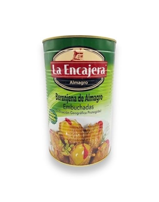 Berenjena Embuchada de Almagro – Elaboración artesanal con aliño tradicional y relleno de pimiento, sujeta con tallo de hinojo. Aperitivo gourmet manchego único (Pack 1 Lata).