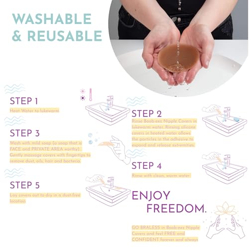 Image of Boob-eez Hypoallergenic Adhesive Nipple Covers (8 cm) Sweat Proof 100% Silicone, Non-Toxic, Reusable & Washable